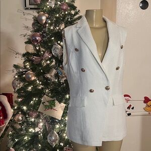 White Double-Breasted Vest with Gold Buttons